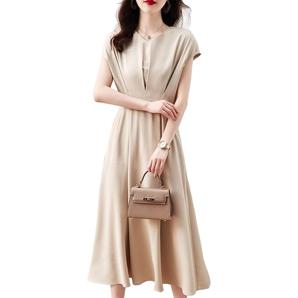 JIL SANDER■Vネック サテンドレス フレアワンピース ミモレ丈 XSサイズあり】ダブルサテンテーラードフレアワンピース（マキシ